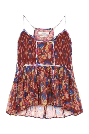 Isabel Marant toile Floral-Print Ruffled Scoop Neck Top