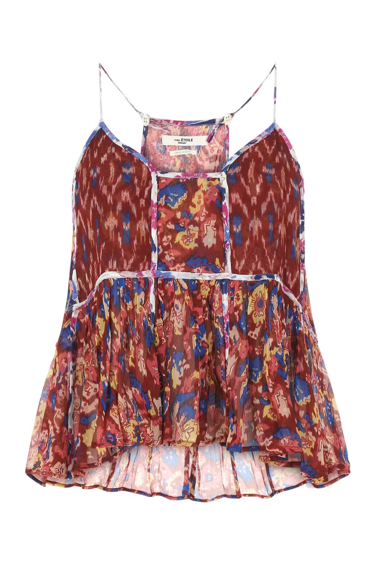 Isabel Marant toile Floral-Print Ruffled Scoop Neck Top
