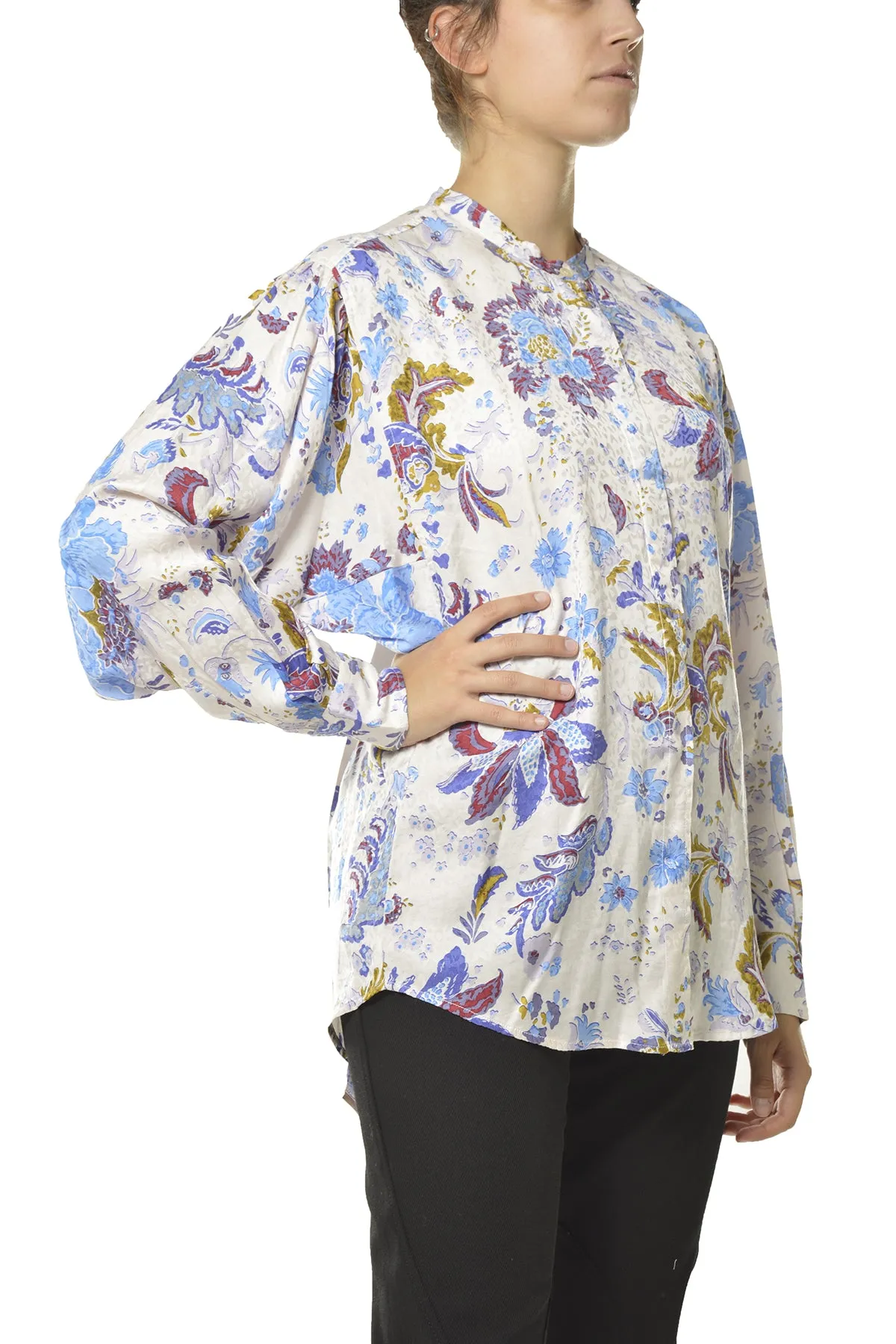 Isabel Marant toile Floral Printed Collarless Shirt