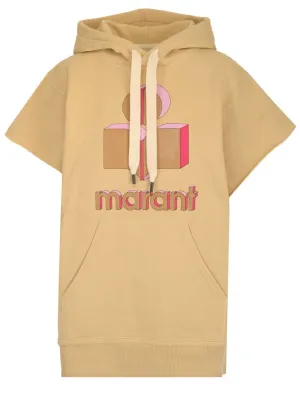 Isabel Marant toile Moby Logo Print Short Sleeve Hoodie