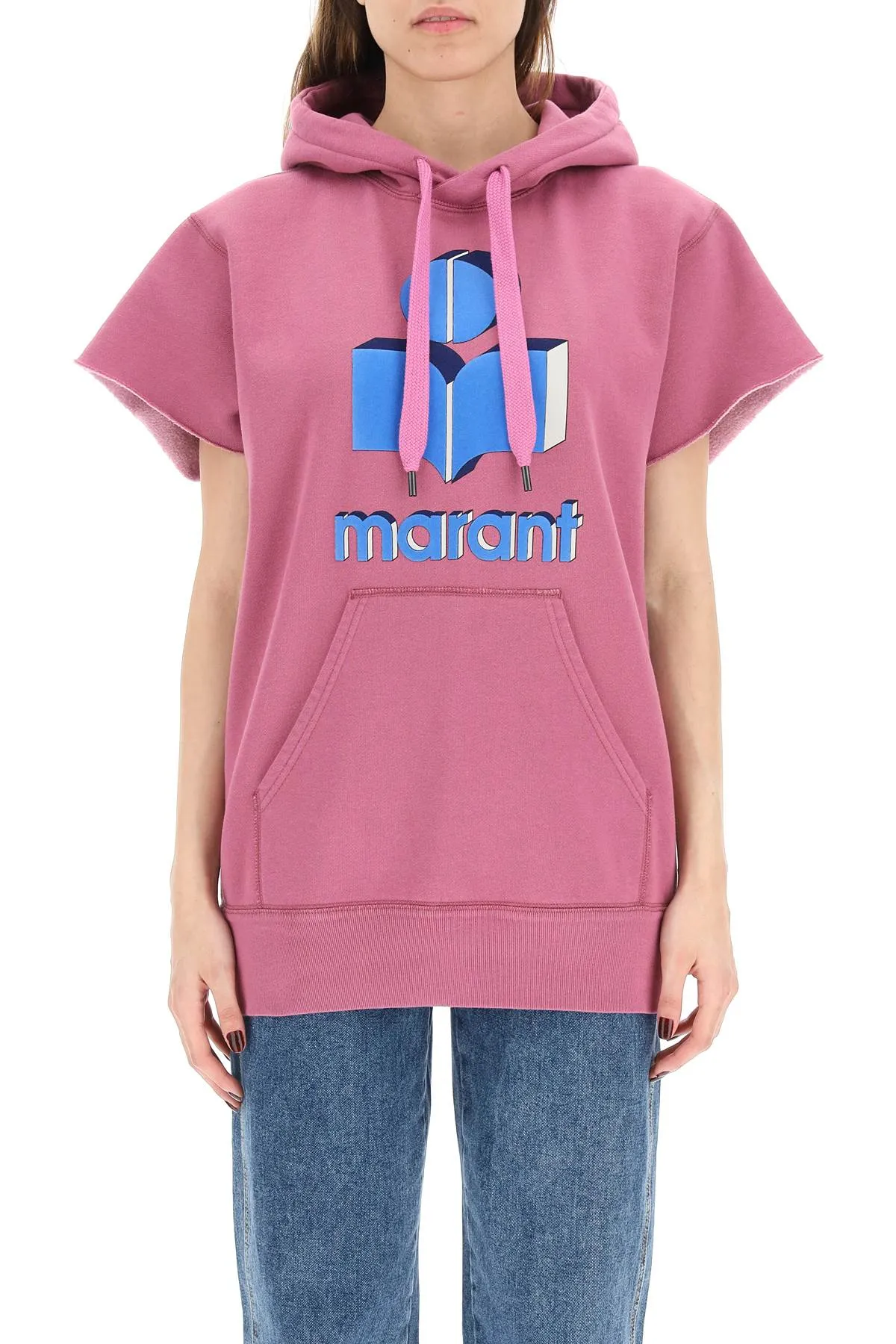 Isabel Marant toile Moby Logo Print Short Sleeve Hoodie