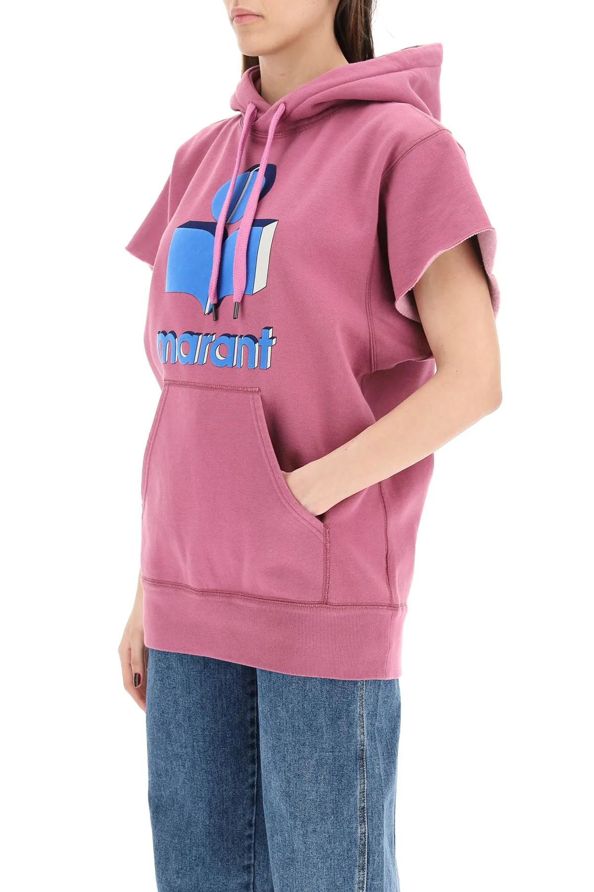 Isabel Marant toile Moby Logo Print Short Sleeve Hoodie