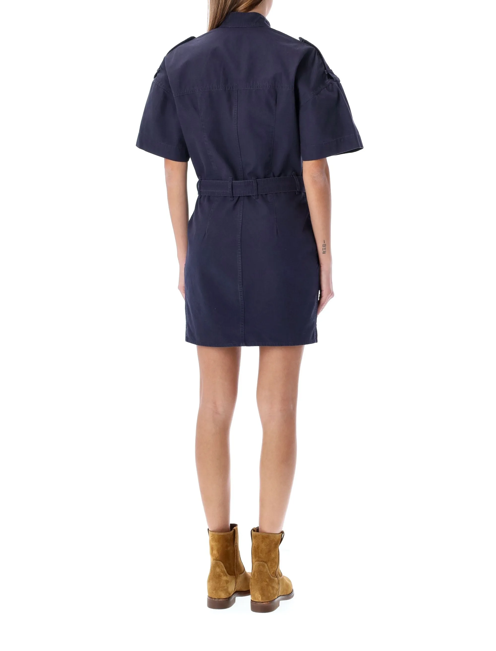 Isabel Marant toile Mock Neck Belt Waisted Dress