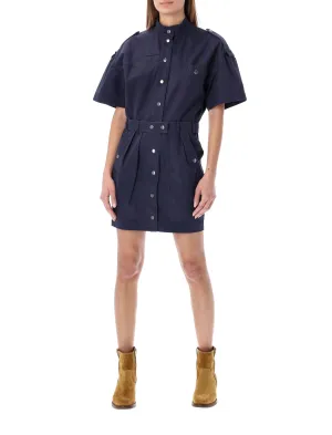 Isabel Marant toile Mock Neck Belt Waisted Dress