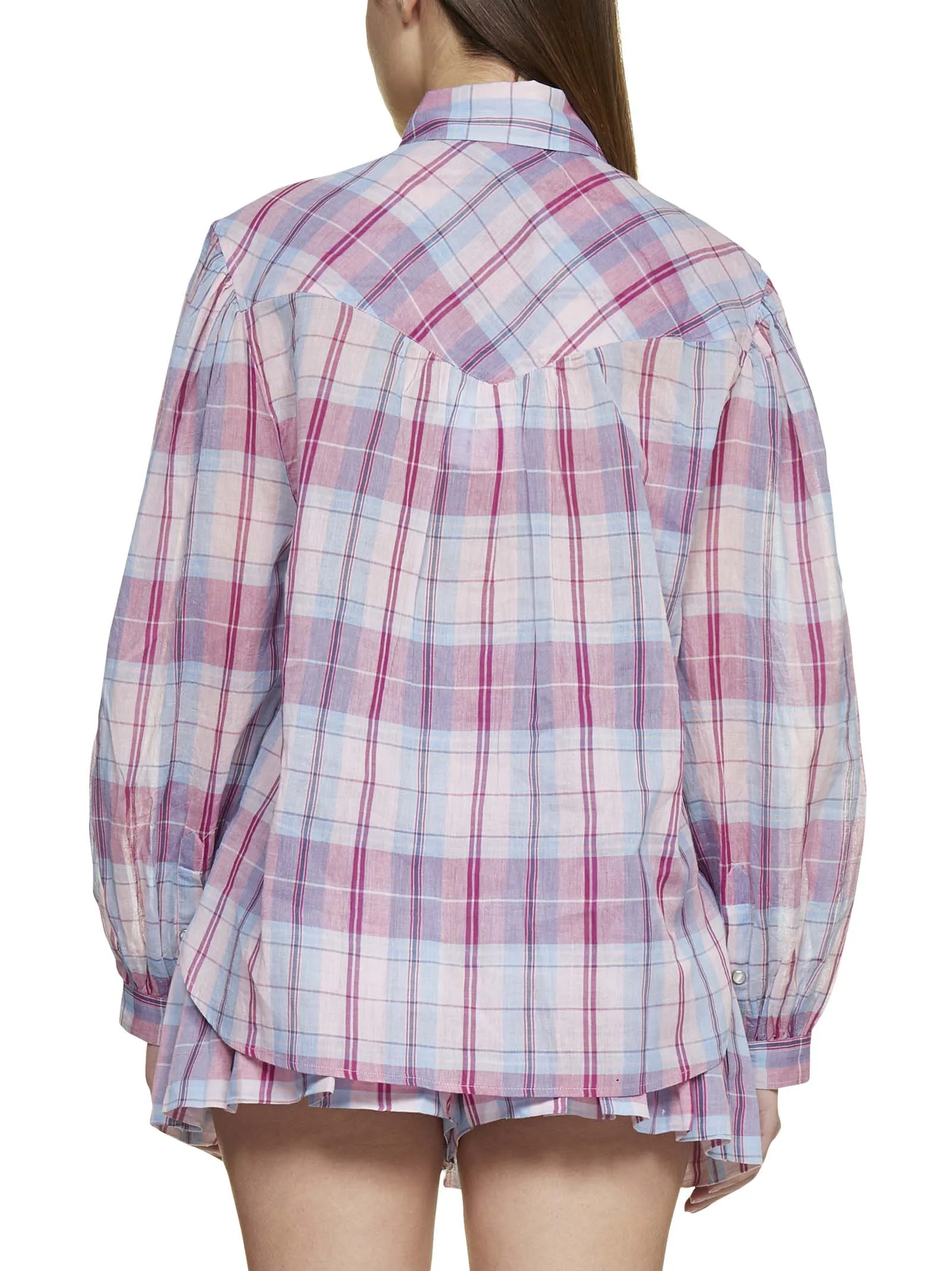 Isabel Marant toile Plaid Printed Ruched Shorts
