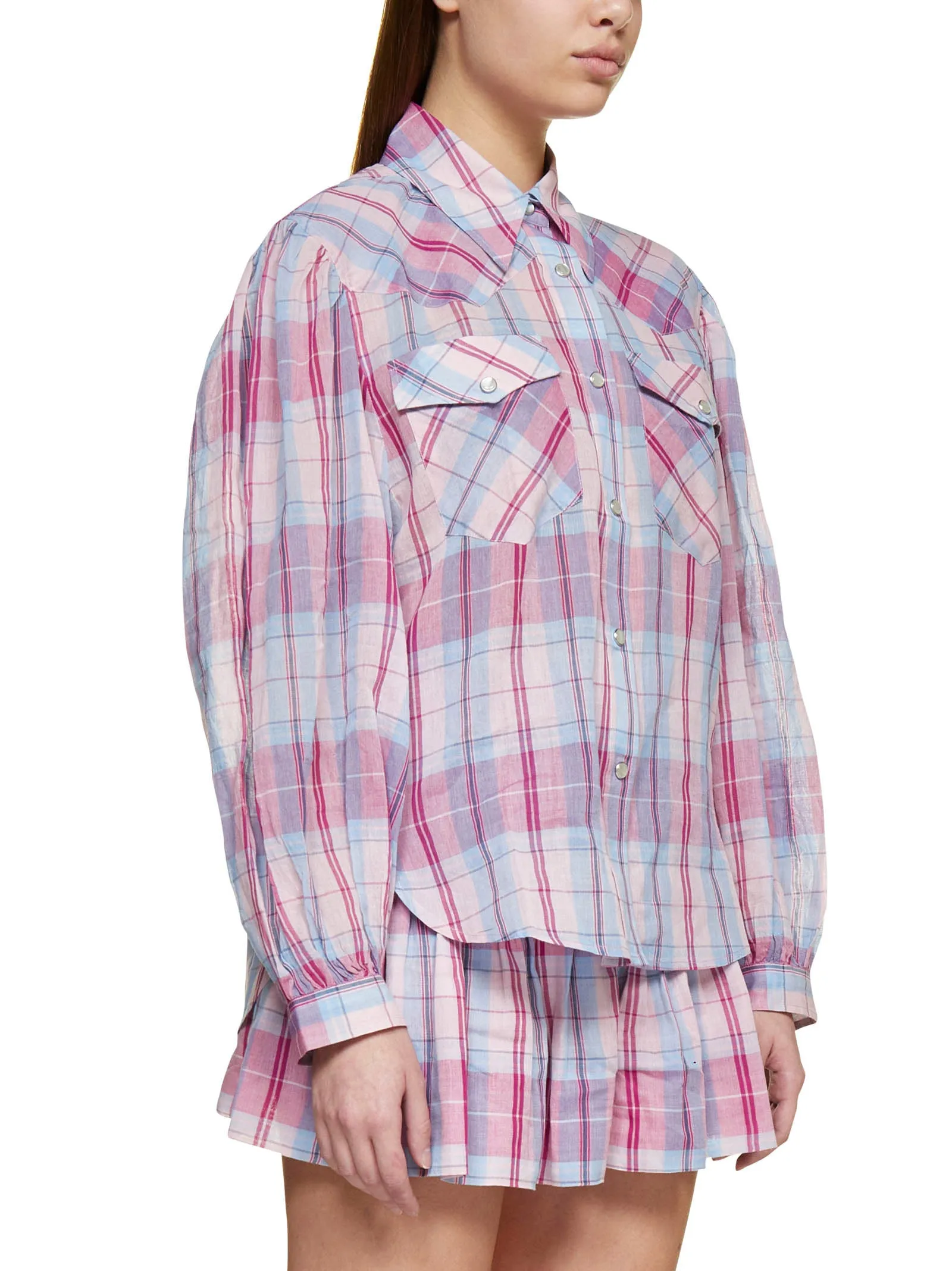 Isabel Marant toile Plaid Printed Ruched Shorts