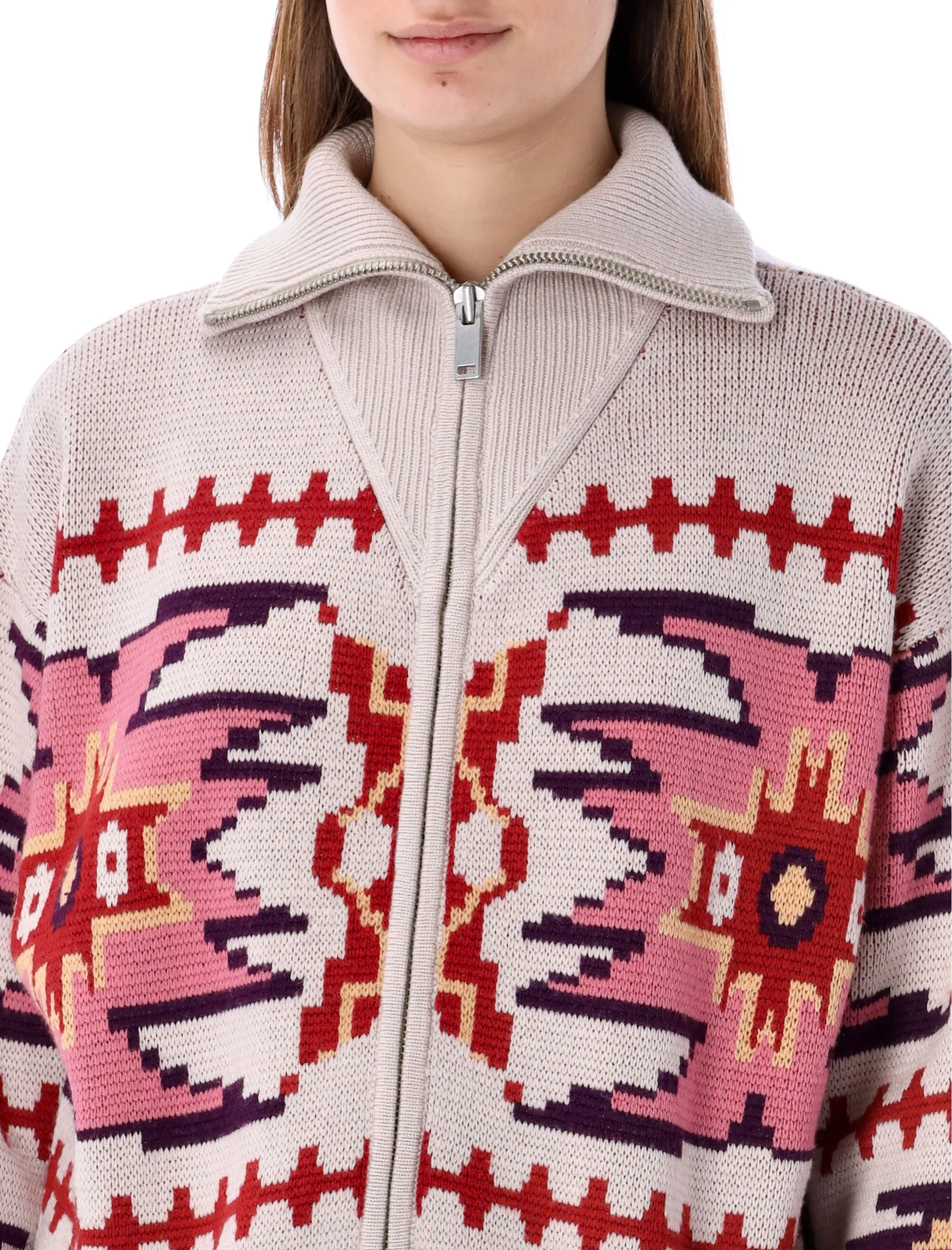 Isabel Marant toile Zipped Intarsia-Knit Cardigan