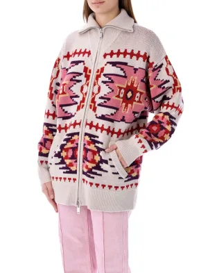 Isabel Marant toile Zipped Intarsia-Knit Cardigan