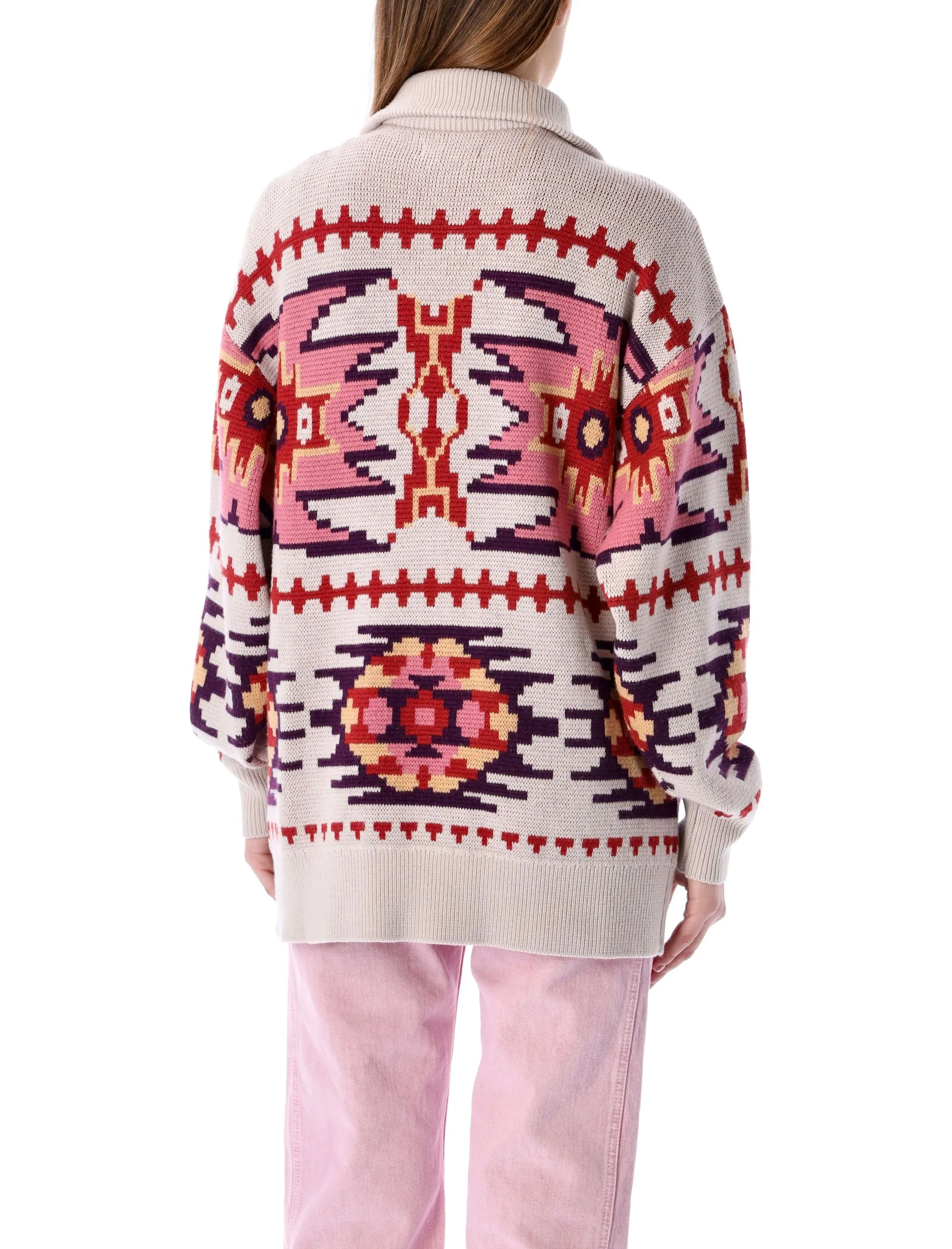 Isabel Marant toile Zipped Intarsia-Knit Cardigan