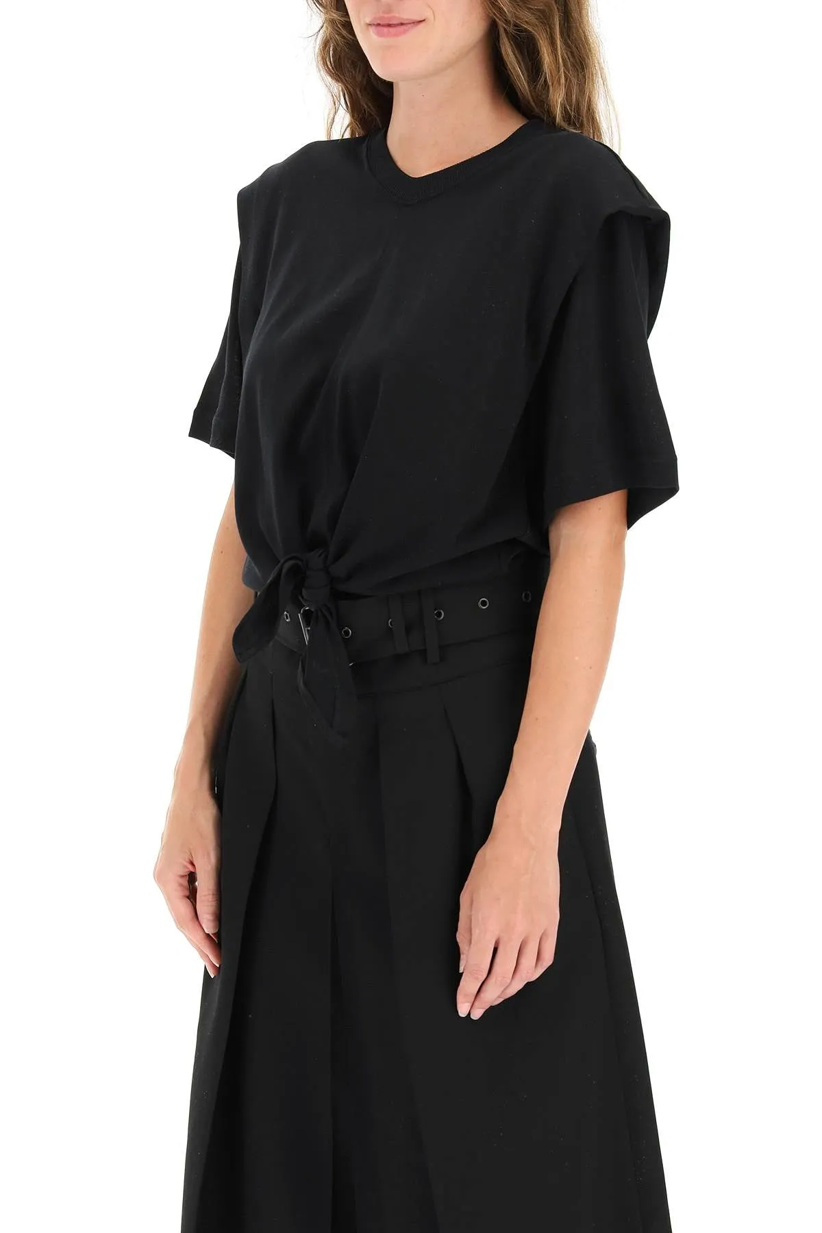 Isabel Marant Zelikia Tied Waist Layered Shoulder T-Shirt