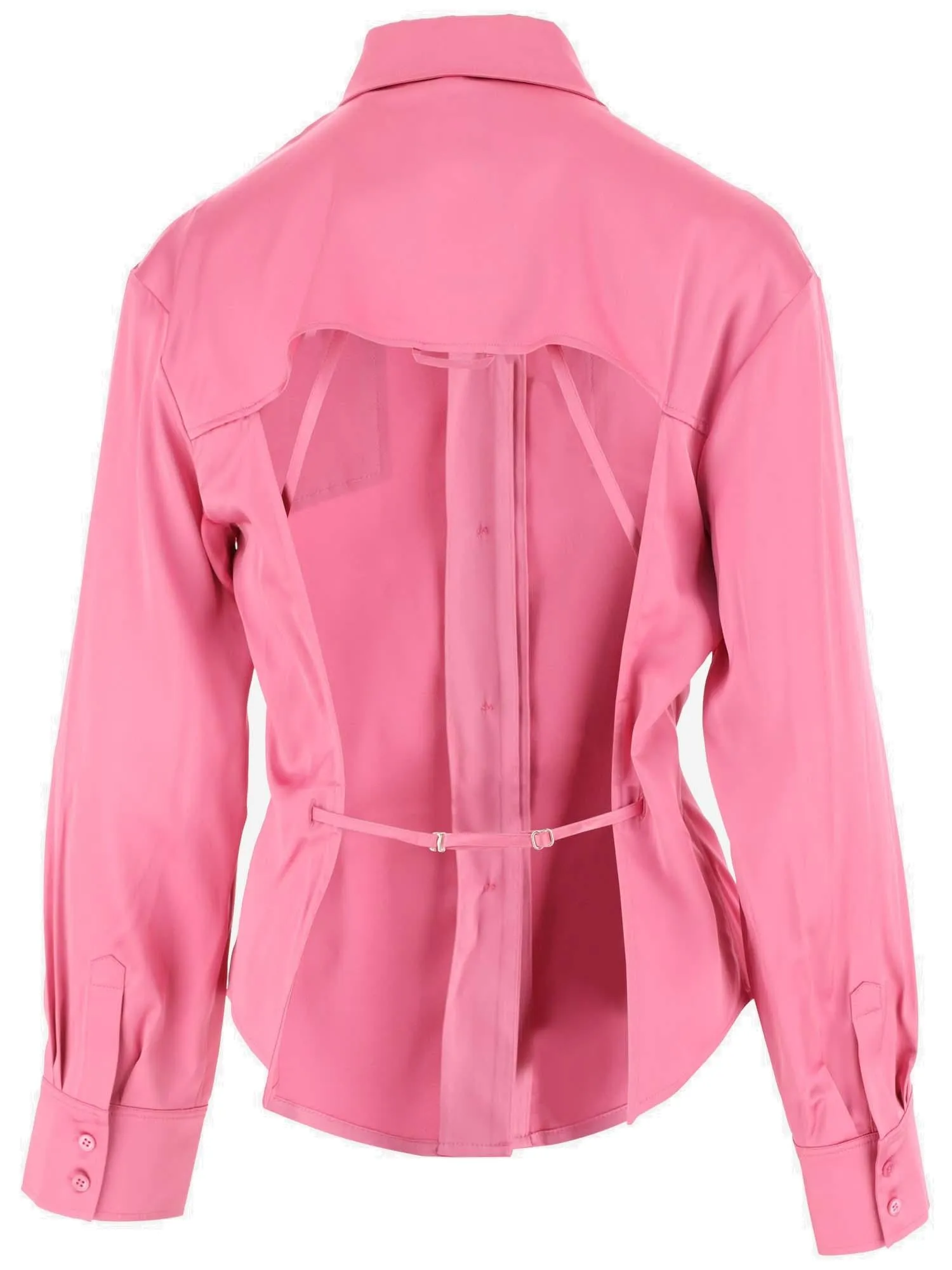 Jacquemus La Chemise Mentalo Open Back Satin Shirt