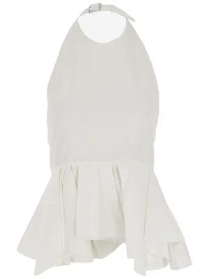 Jil Sander Belt Neck Ruffled Sleeveless Top