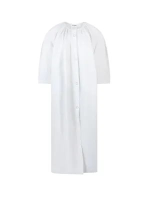 Jil Sander Gathered Detail Crewneck Midi Dress