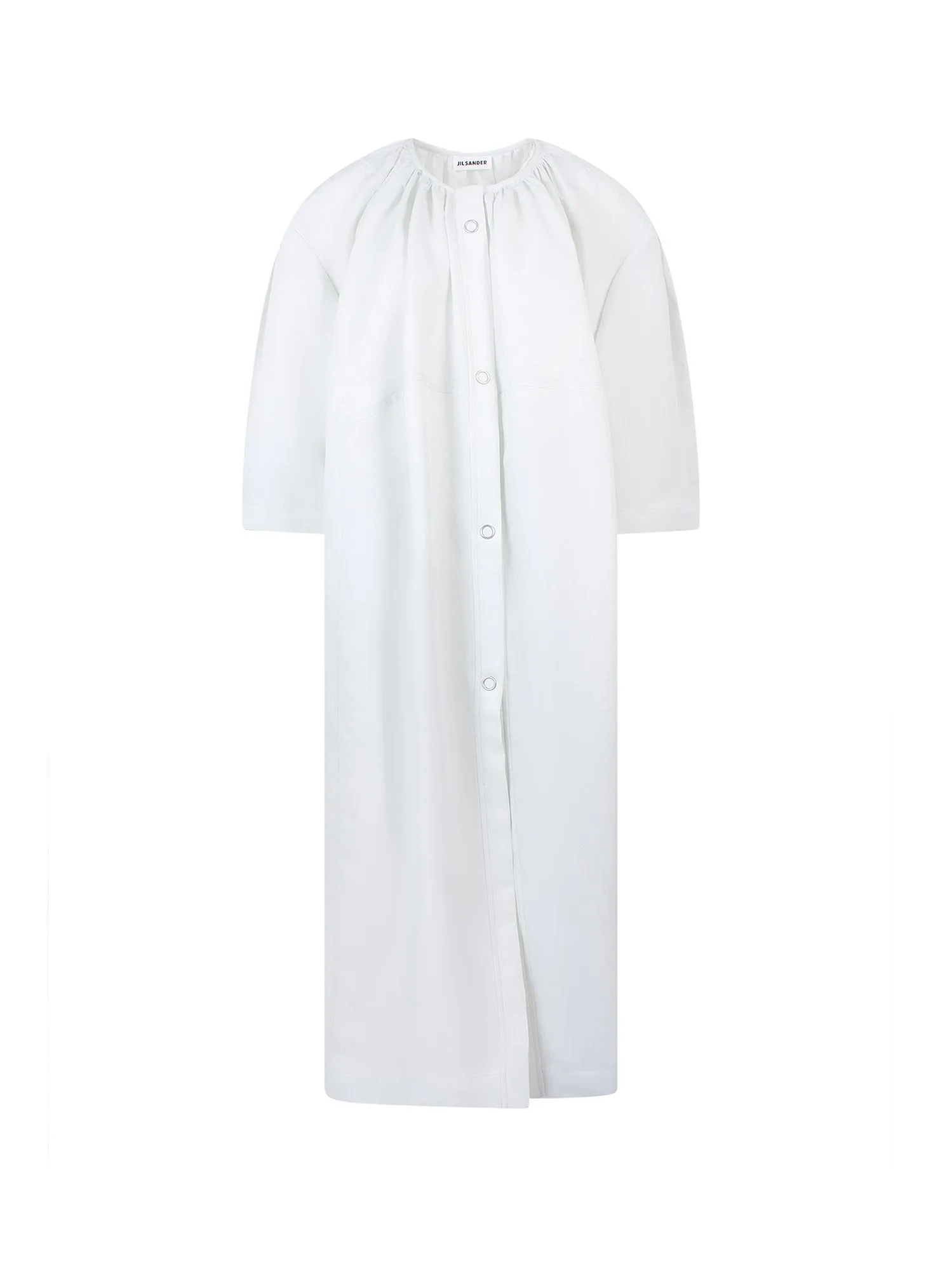 Jil Sander Gathered Detail Crewneck Midi Dress