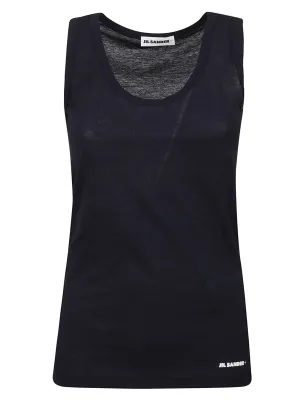 Jil Sander Logo Printed Sleeveless Top