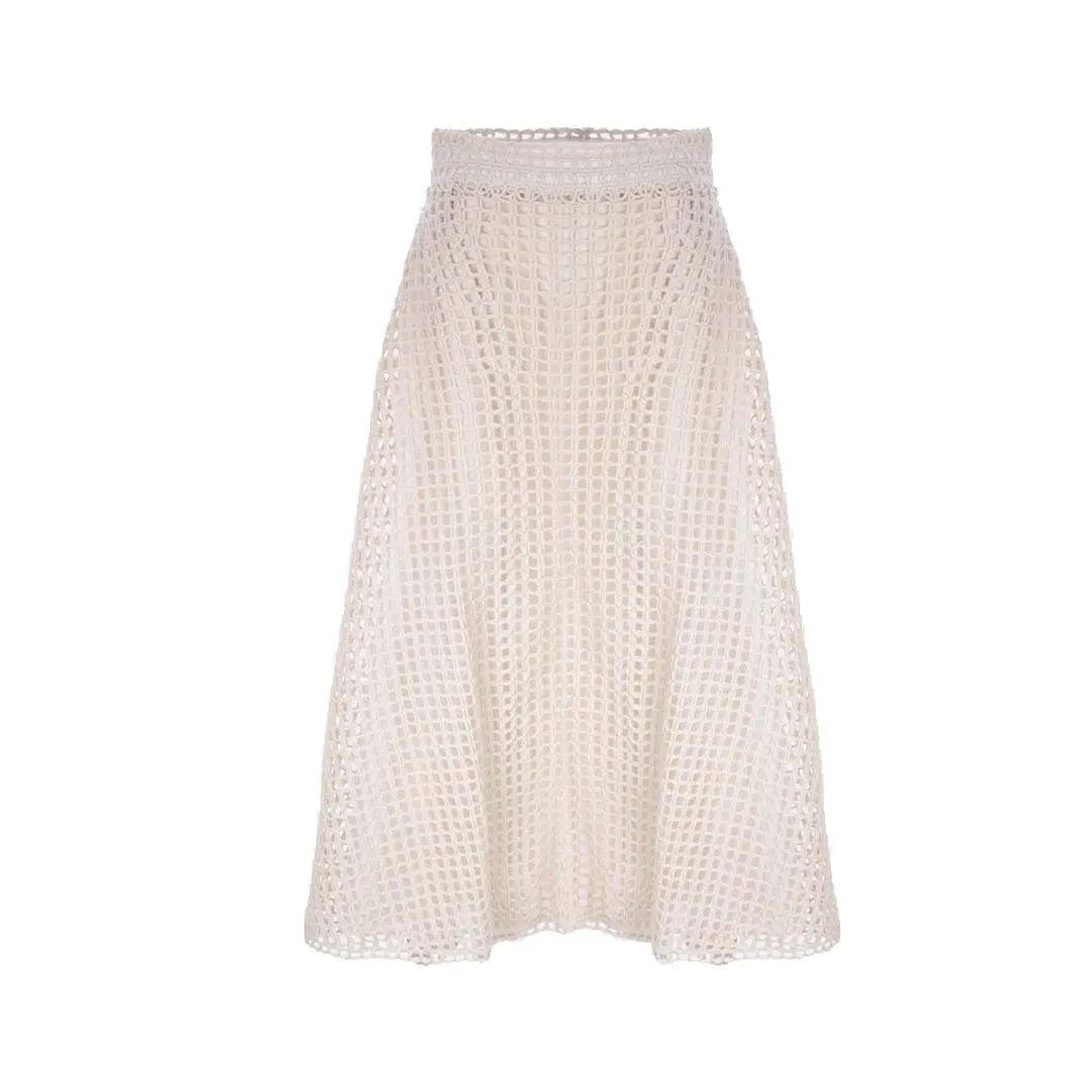 Jil Sander Macram High-Waist Midi Skirt