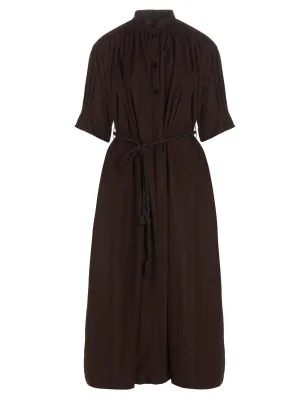 Jil Sander Pleated Puff-Sleeve Shirt Dress