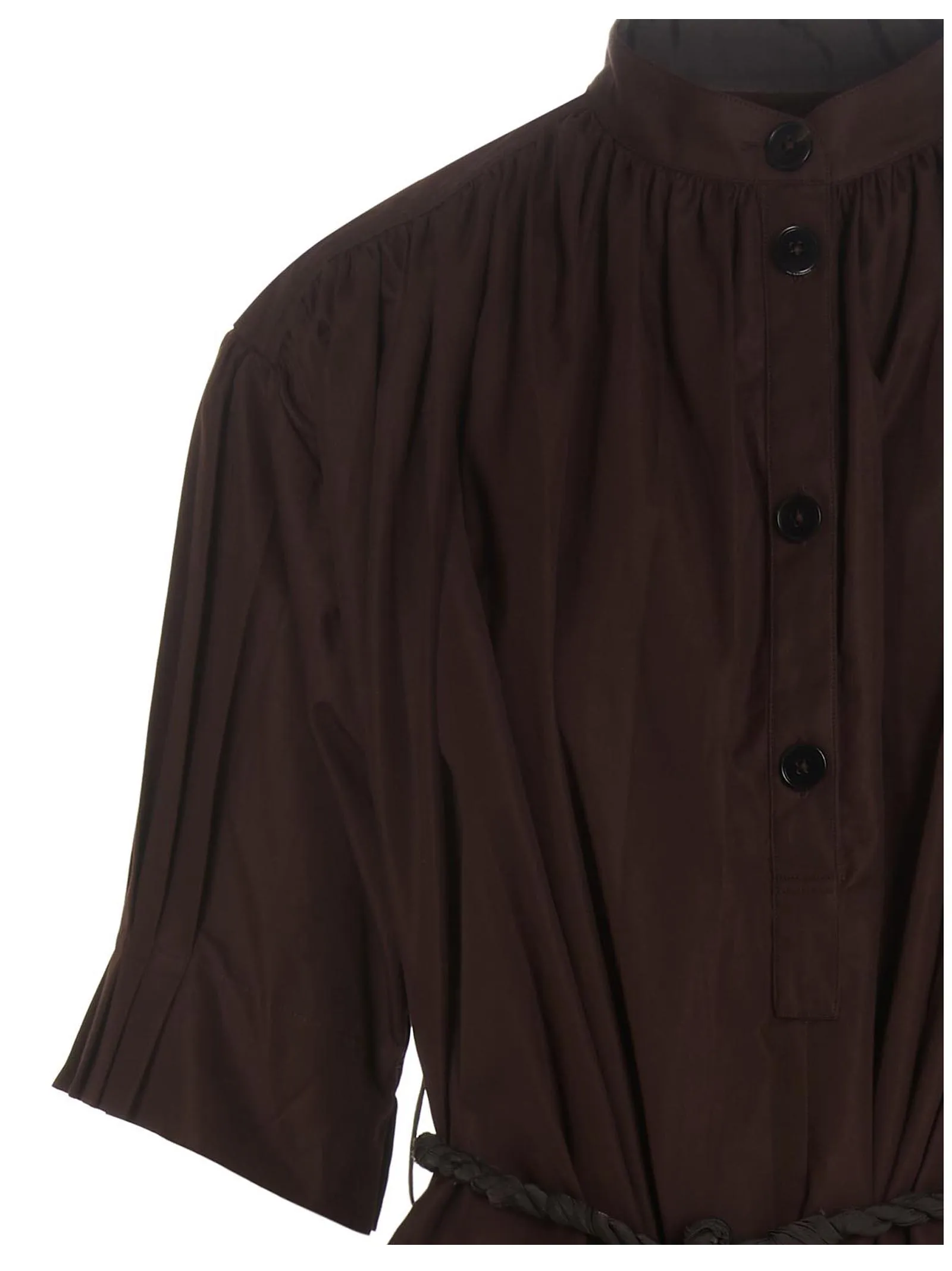 Jil Sander Pleated Puff-Sleeve Shirt Dress