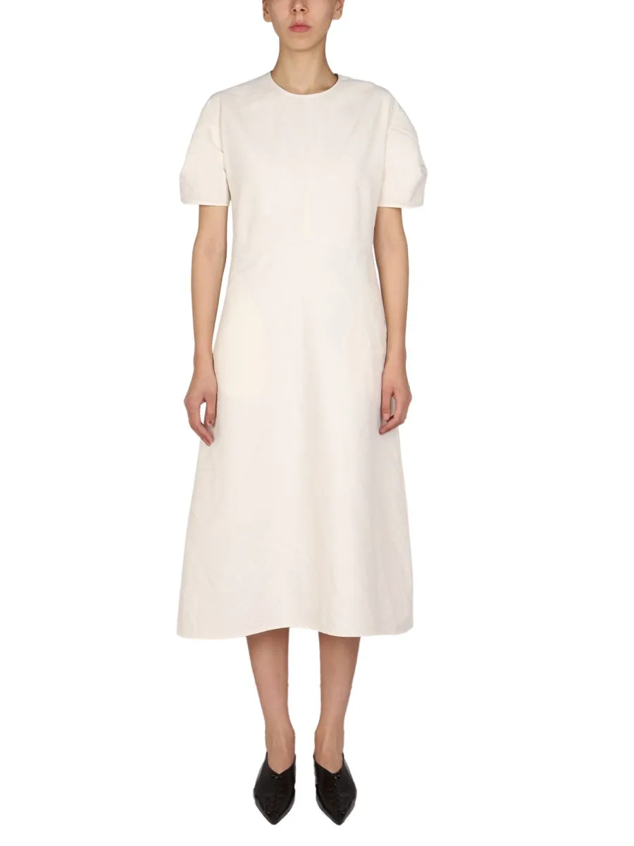 Jil Sander Puff-Sleeved Crewneck Midi Dress