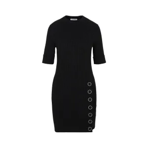 Jil Sander Ribbed-Knit Side Button Detail Dress