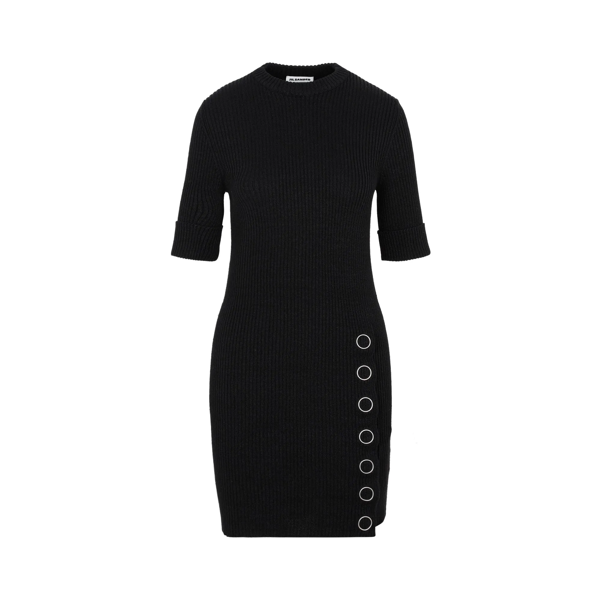Jil Sander Ribbed-Knit Side Button Detail Dress