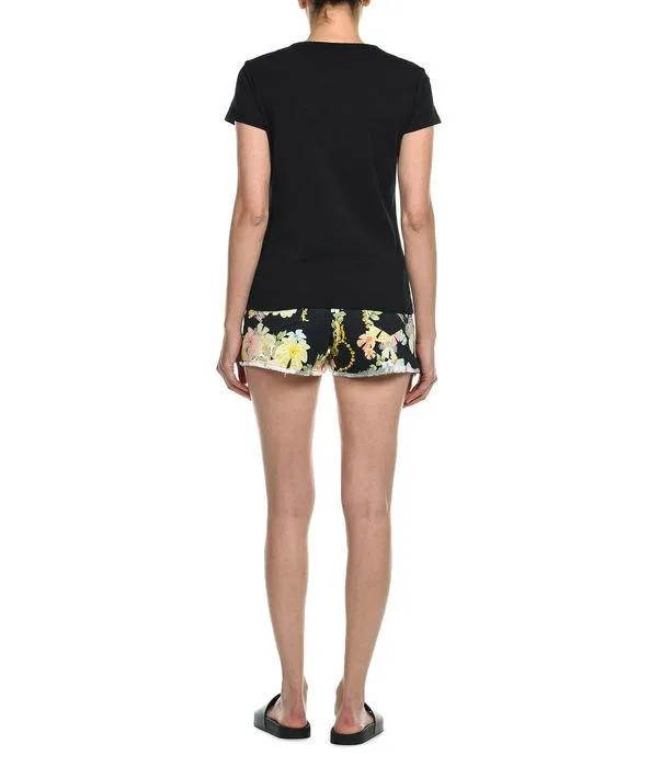 Just Cavalli Allover Graphic Print Denim Shorts