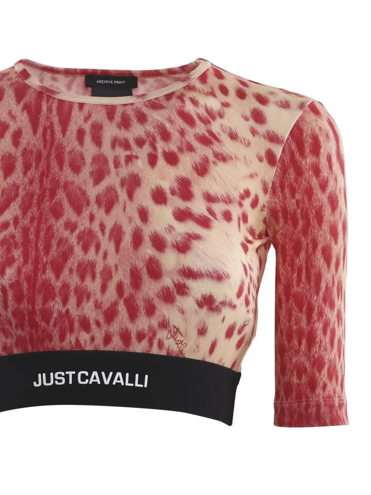 Just Cavalli Animal Printed Cropped Top