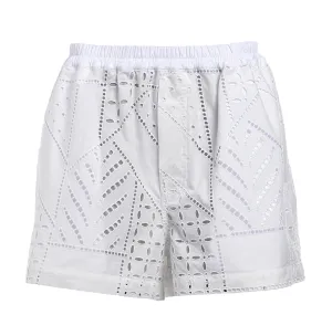 Just Cavalli Broderie Anglaise Elastic Waist Shorts