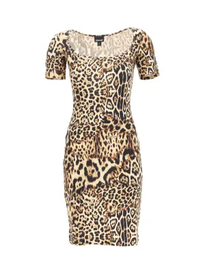 Just Cavalli Leopard Print Square Neck Dress