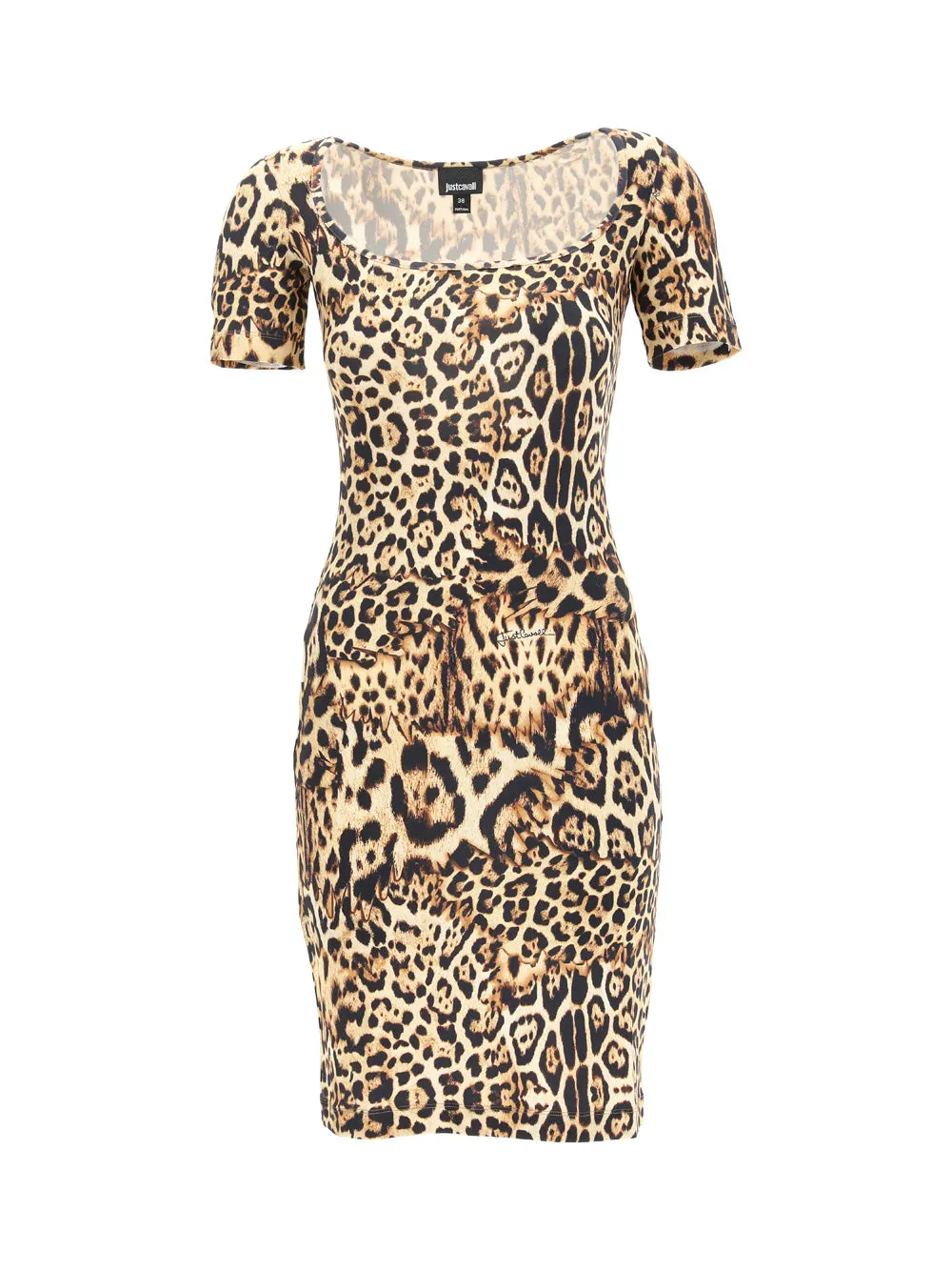 Just Cavalli Leopard Print Square Neck Dress
