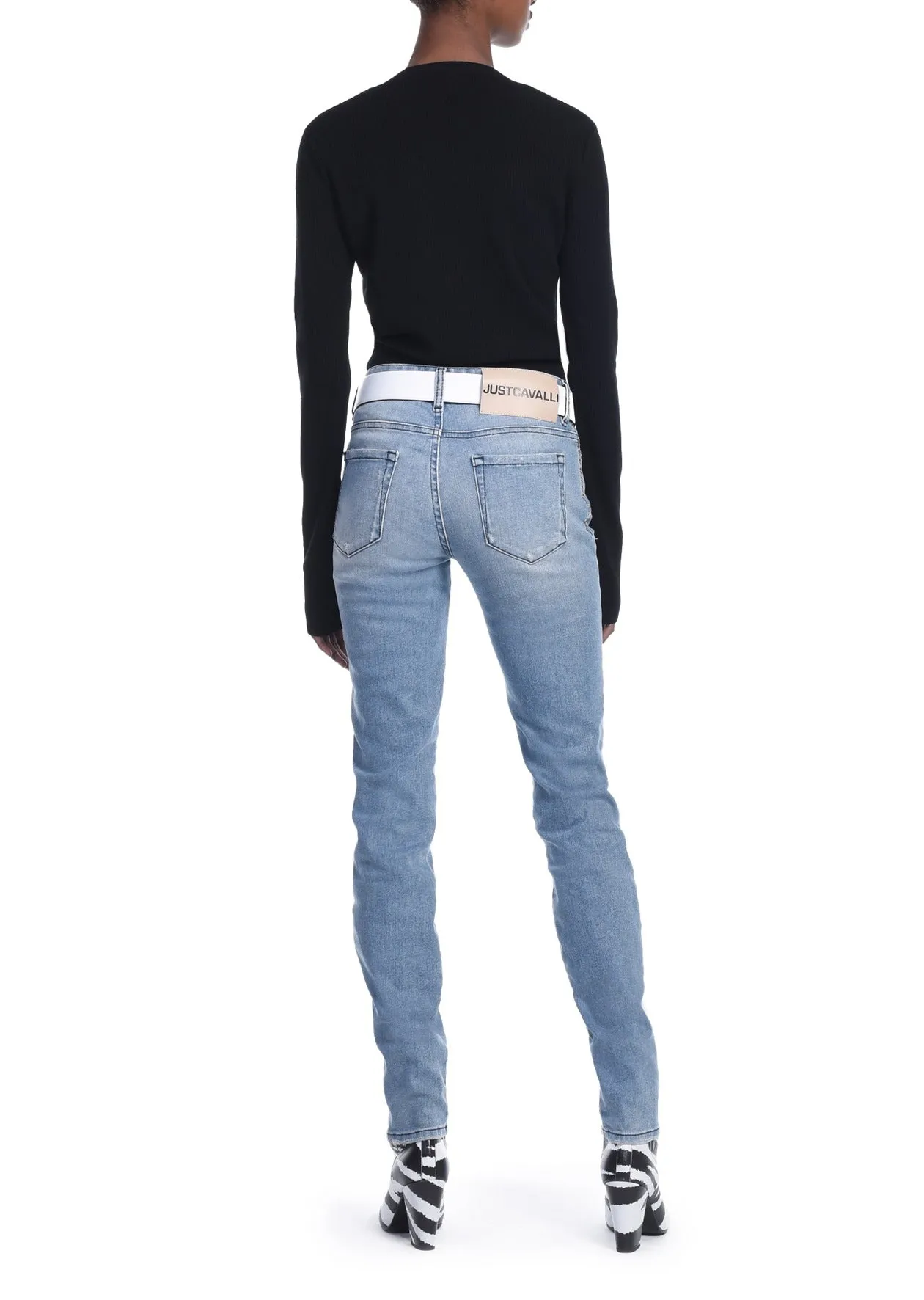 Just Cavalli Logo Print Ribbed-Knit Jumper