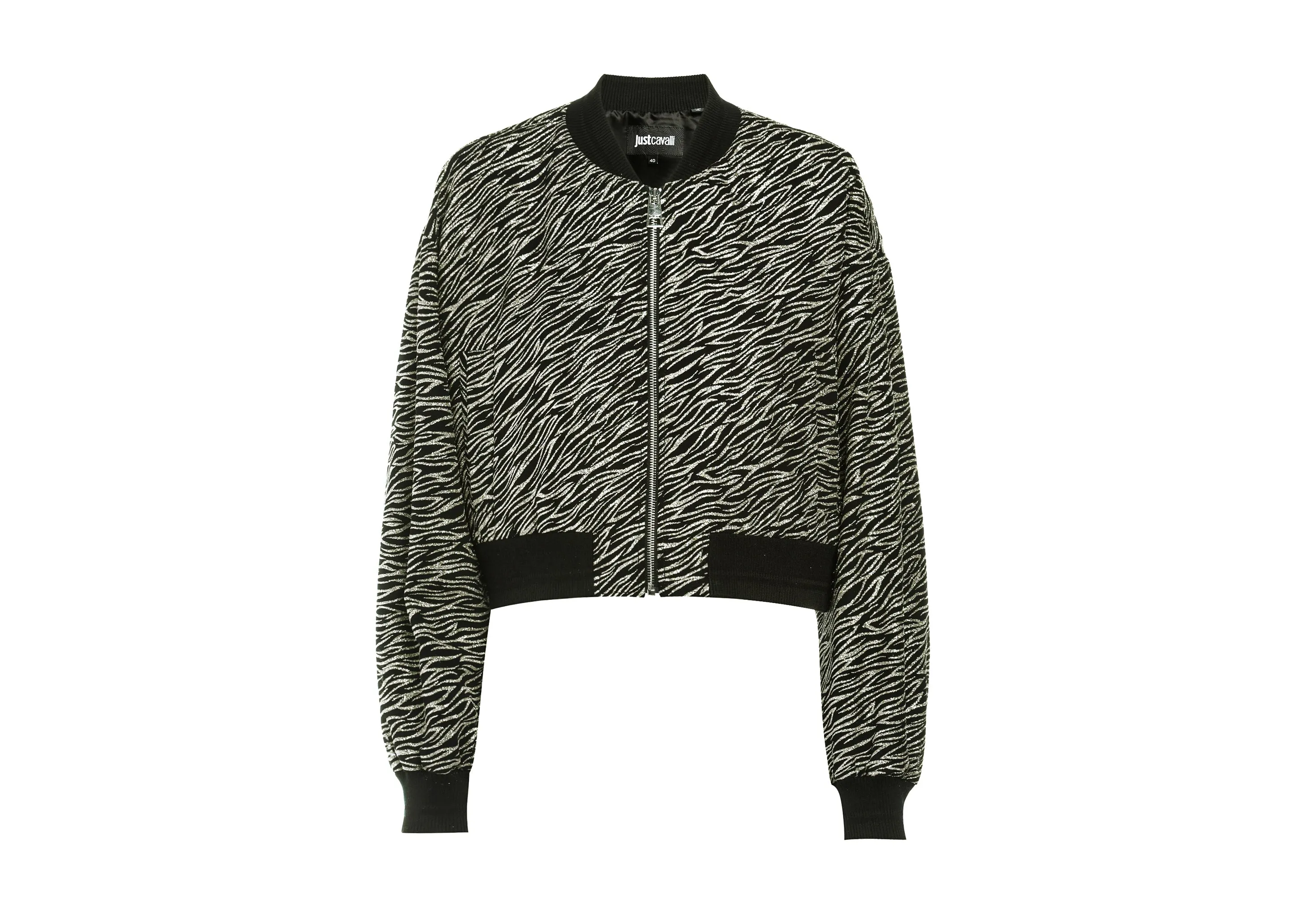 Just Cavalli Metallic Animal Print Bomber Jacket