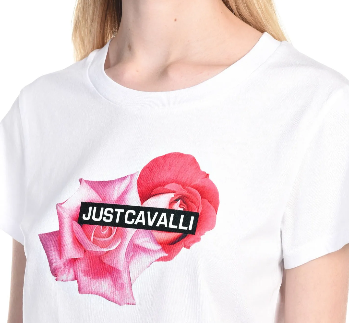 Just Cavalli Rose Printed Crewneck T-Shirt