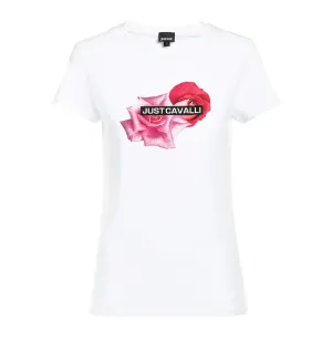 Just Cavalli Rose Printed Crewneck T-Shirt
