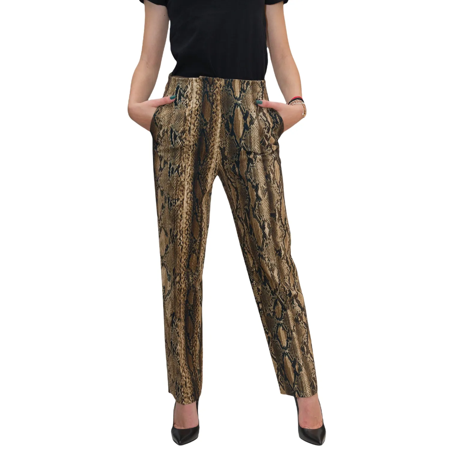 Just Cavalli Snake Print Slim Fit Trousers