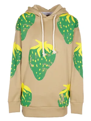 JW Anderson Oversized Strawberry Printed Drawstring Hoodie