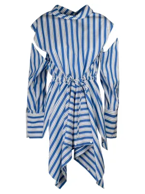JW Anderson Striped Cut-Out Detailed Midi Shirt Dress