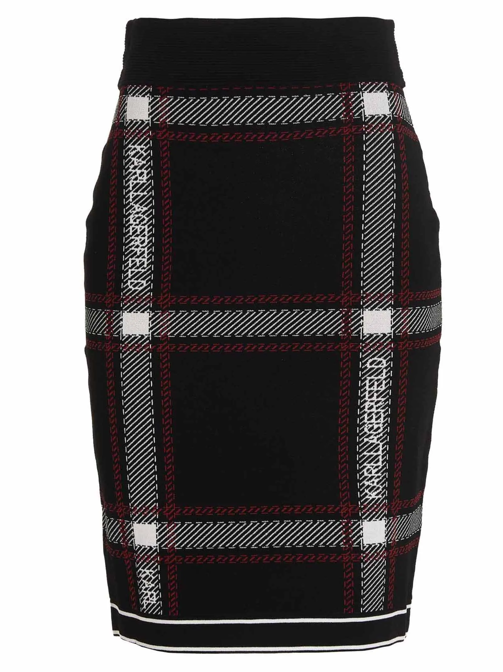 Karl Lagerfeld Karl Check Knitted Pencil Mini Skirt