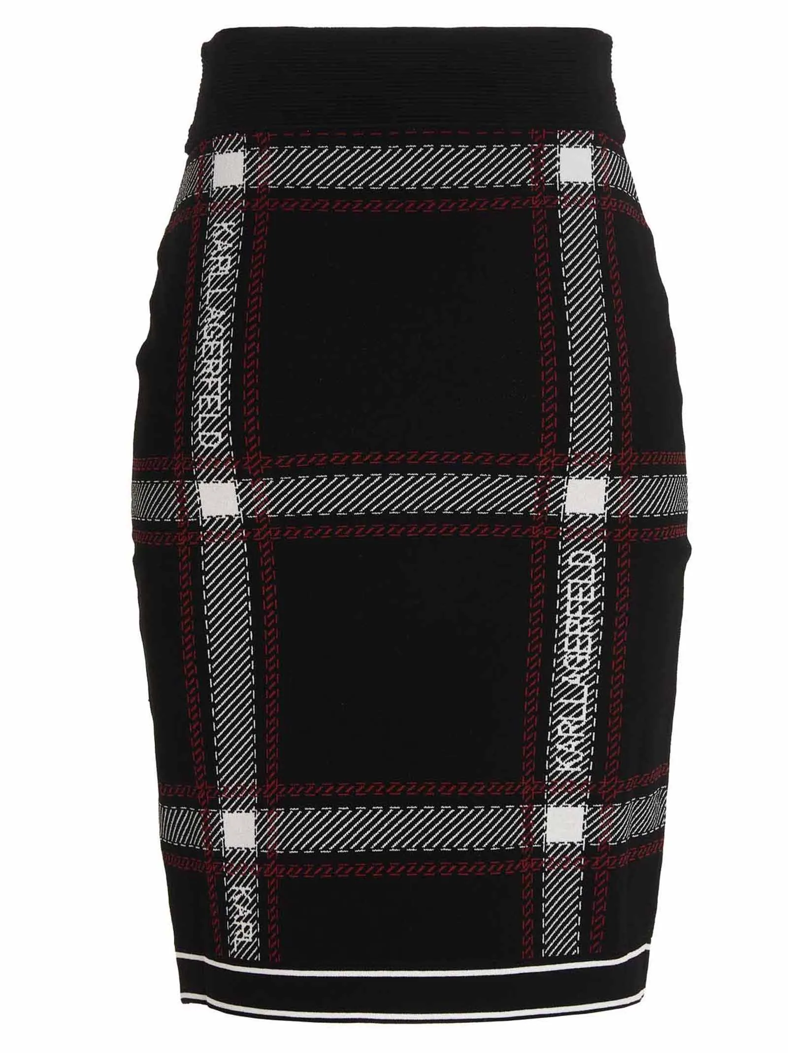 Karl Lagerfeld Karl Check Knitted Pencil Mini Skirt