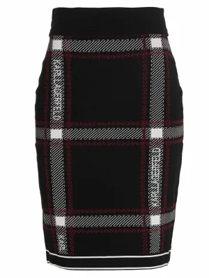 Karl Lagerfeld Karl Check Knitted Pencil Mini Skirt