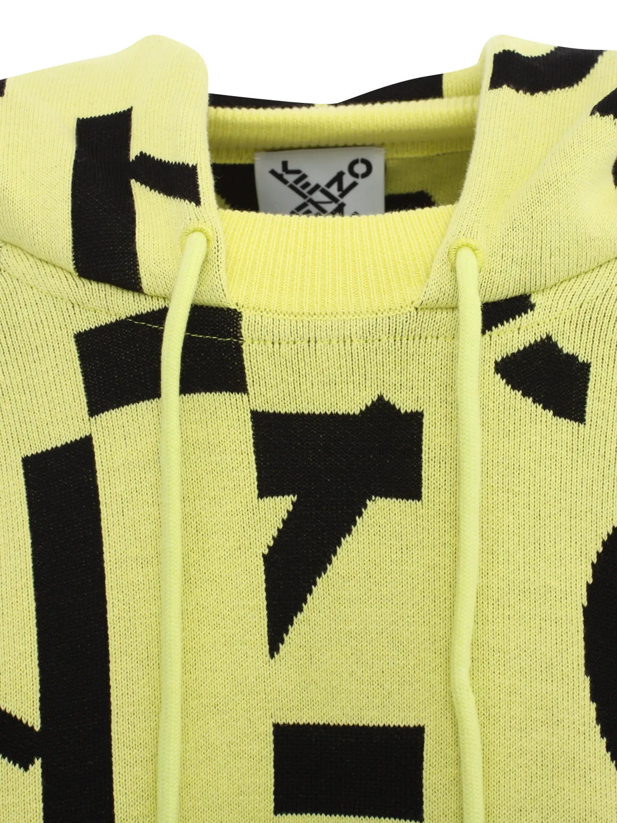 Kenzo Allover Logo Intasia Drawstring Knitted Hoodie