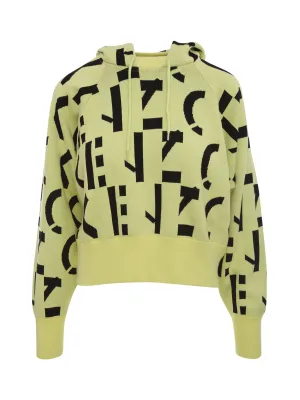 Kenzo Allover Logo Intasia Drawstring Knitted Hoodie