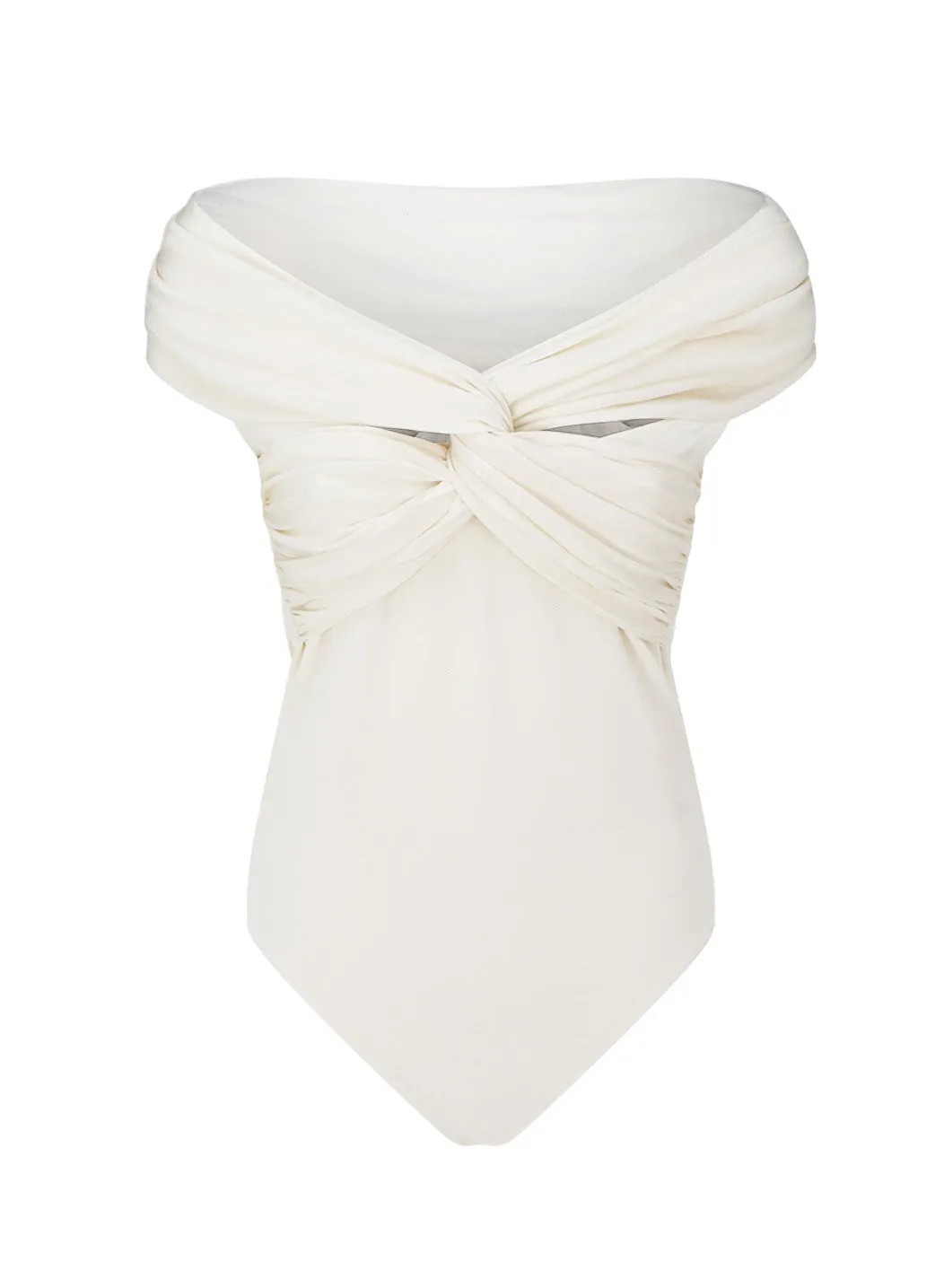Khaite Ruched Detailed Off-Shoulder Top