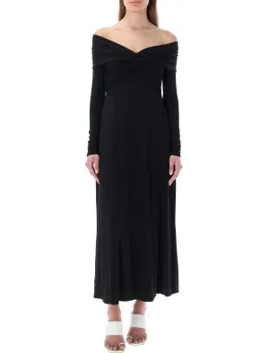 Khaite The Cerna Draped V-Neck Midi Dress