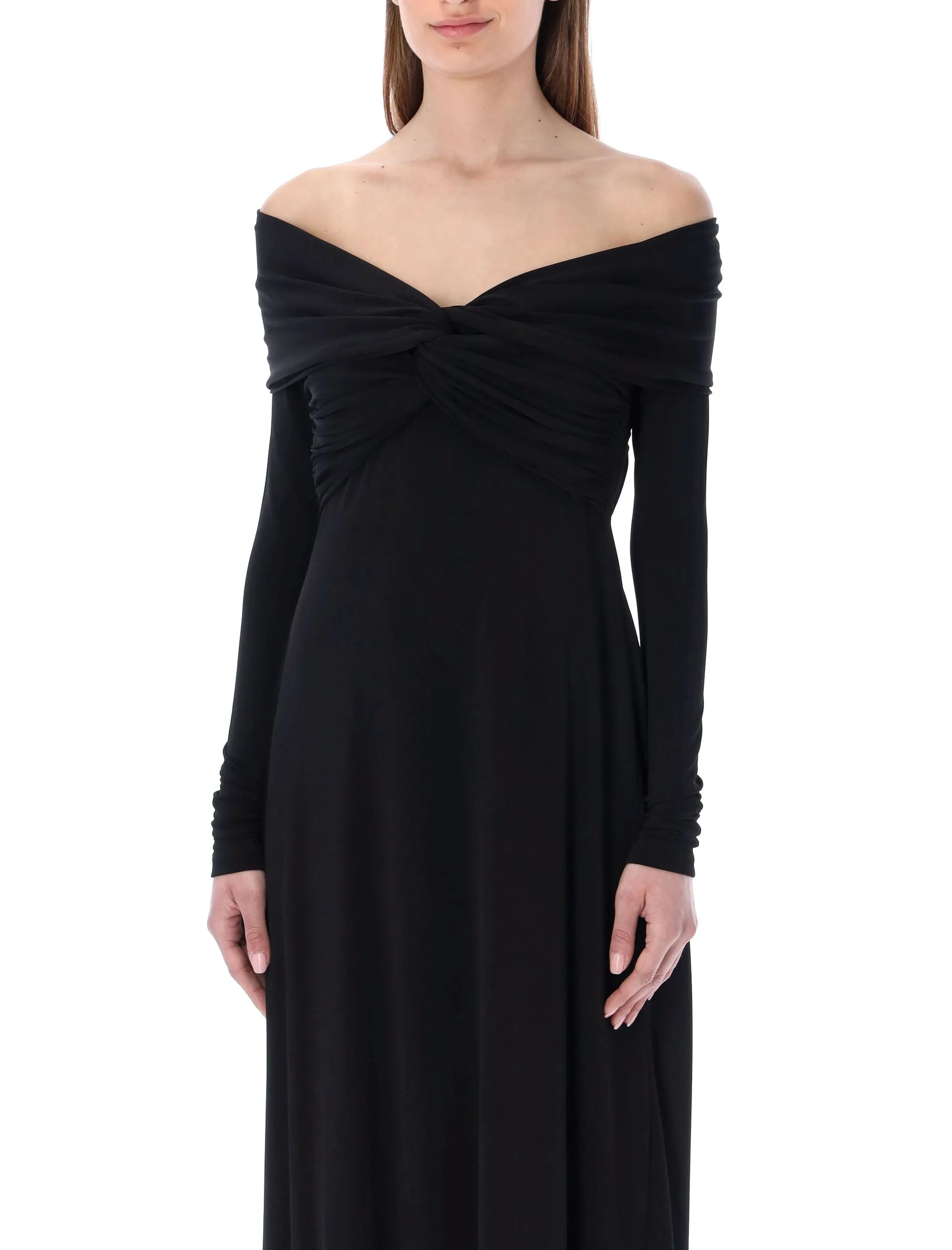 Khaite The Cerna Draped V-Neck Midi Dress