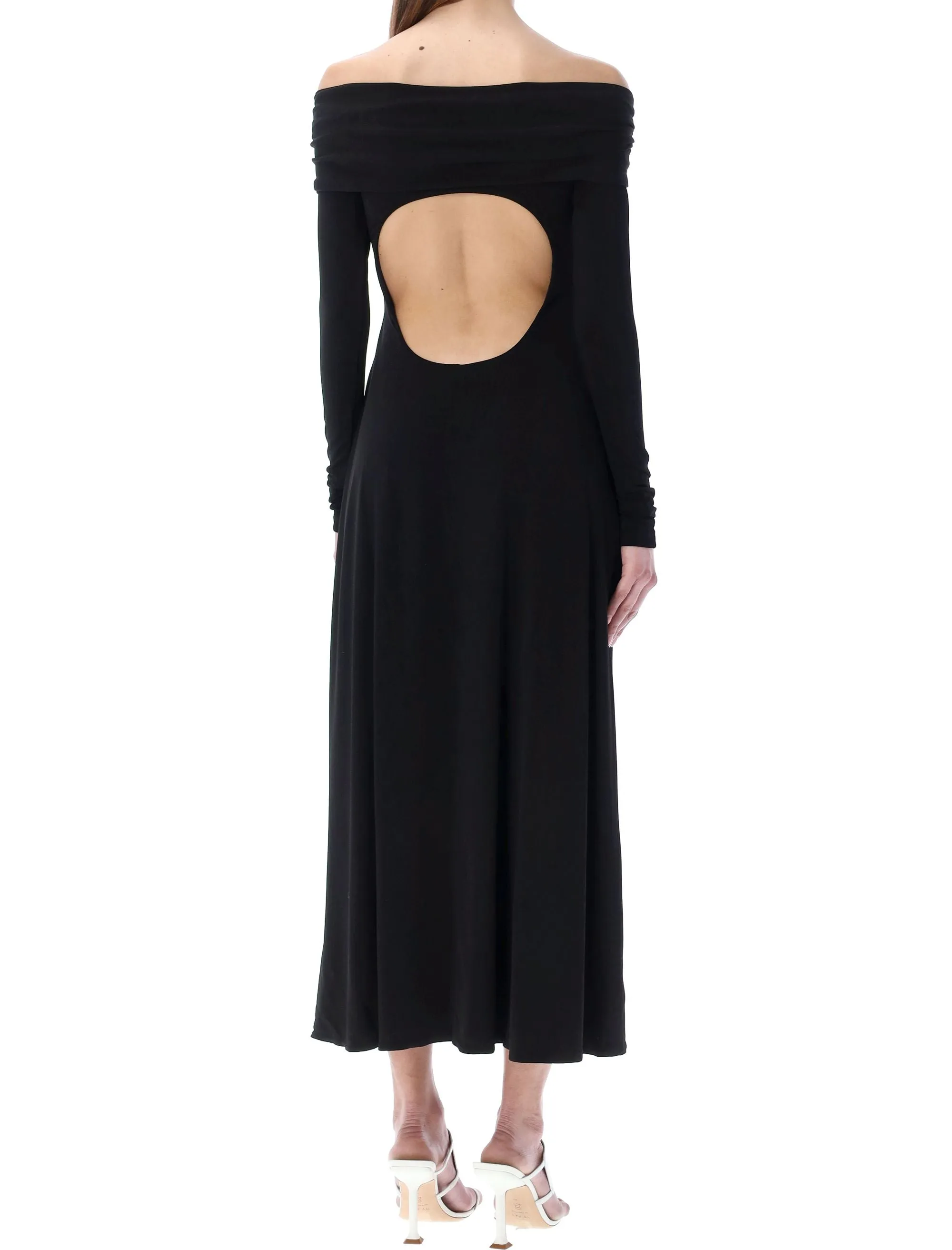 Khaite The Cerna Draped V-Neck Midi Dress