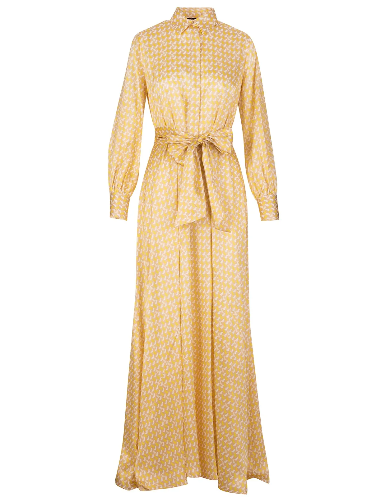 Kiton Geometric Print Belted Waist Maxi Dress