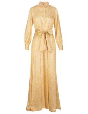 Kiton Geometric Print Belted Waist Maxi Dress