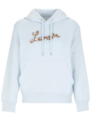 Lanvin Logo Embellished Drawstring Hoodie