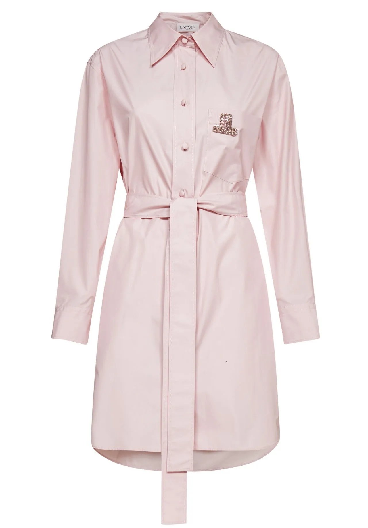 Lanvin Logo Embroidered Long-Sleeved Shirt Dress